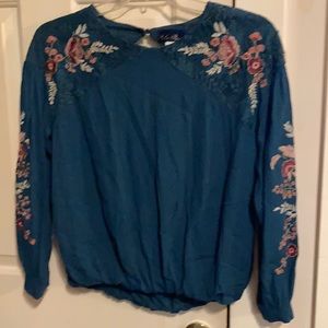 Blue Rain dark teal blouse size S